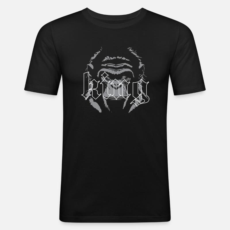 König Affe - Männer Slim Fit T-Shirt - Schwarz