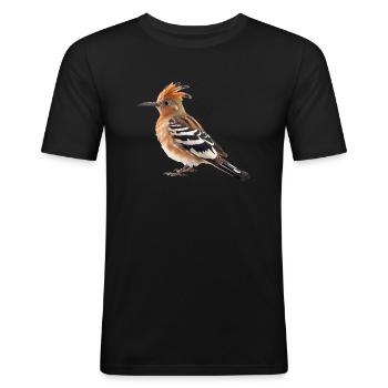 Der Wiedehopf hat einen markanten Kamm - Männer Slim Fit T-Shirt - Schwarz - Vorne - Nik (191cm)