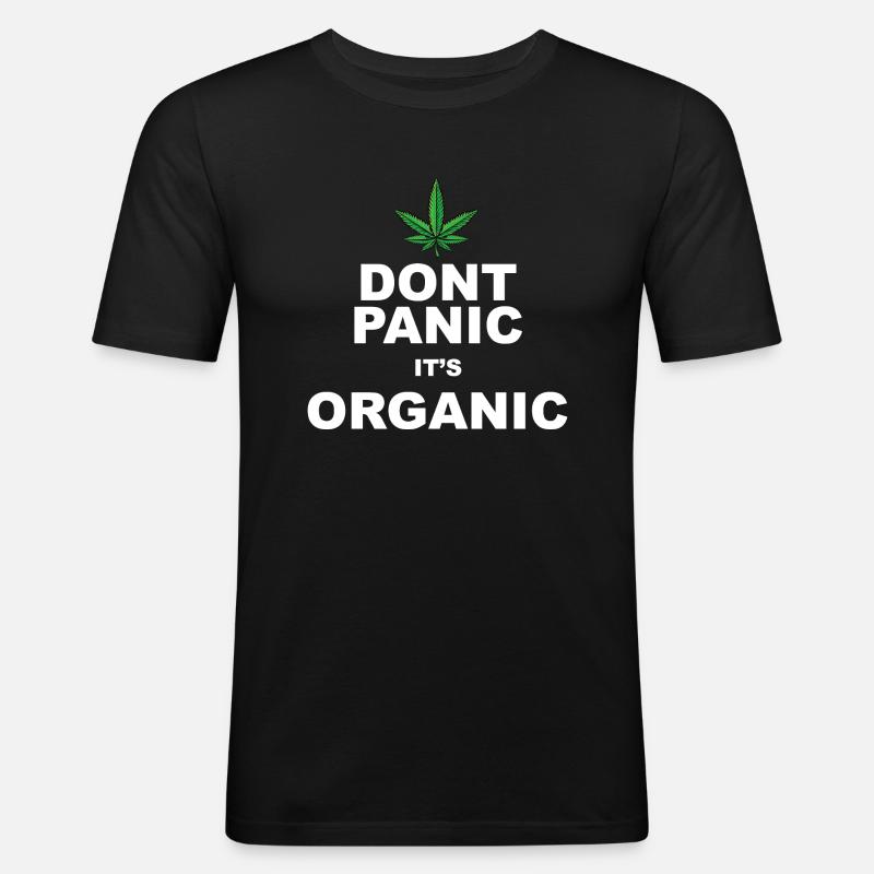 Don't Panic! - Männer Slim Fit T-Shirt - Schwarz