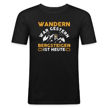 Bergsteiger Wandern Wanderer Klettern Bergsteigen - Männer Slim Fit T-Shirt - Schwarz - Vorne - Nik (191cm)