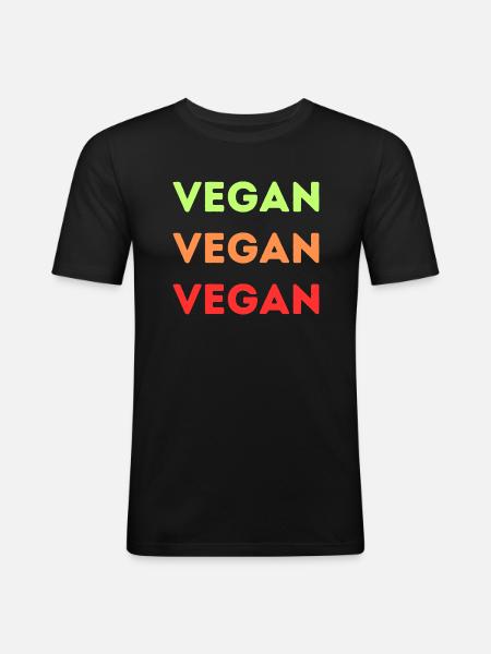 VEGAN - Männer Slim Fit T-Shirt - Schwarz