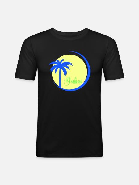 palme dubai - Männer Slim Fit T-Shirt - Schwarz