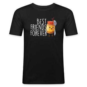 Meilleurs amis pour toujours - Amateur de beurre de cacahuète - T-shirt près du corps Homme - noir - Devant - Nik (191cm)
