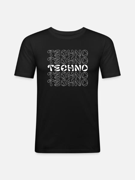 Techno distressed fettes Logo-Design - Männer Slim Fit T-Shirt - Schwarz