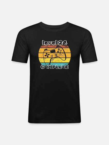level 24 complete - Men's Slim Fit T-Shirt - black