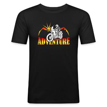 Biker Adventure Tours Cadeau de chemise de moto - T-shirt près du corps Homme - noir - Devant - Nik (191cm)