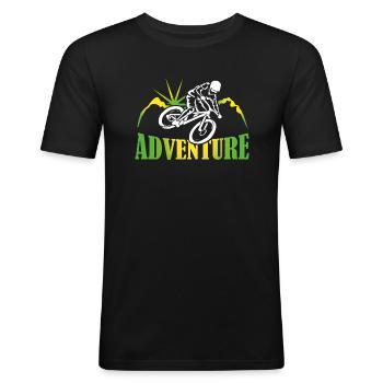 MTB Downhill Fahrradtour Bike Adventure - Männer Slim Fit T-Shirt - Schwarz - Vorne - Nik (191cm)
