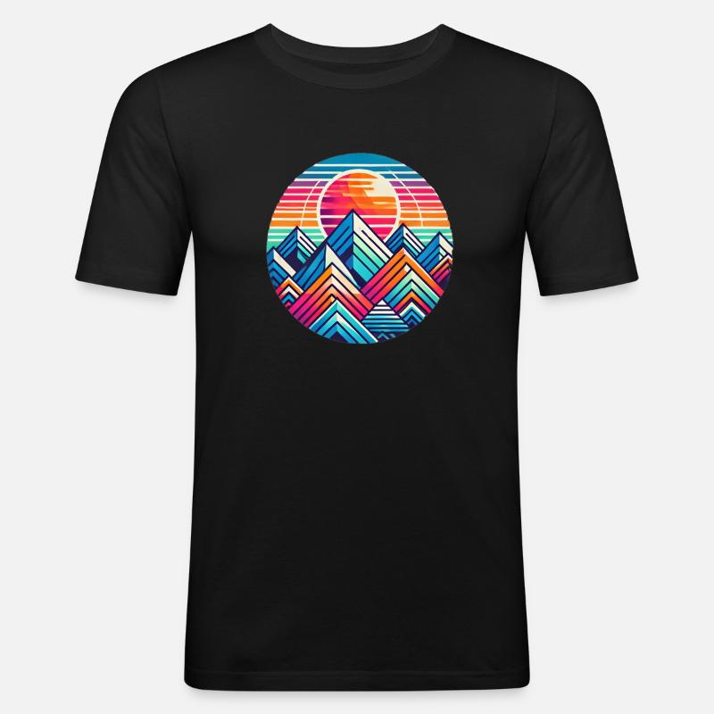 Farbenfrohe Berglandschaft - Männer Slim Fit T-Shirt - Schwarz