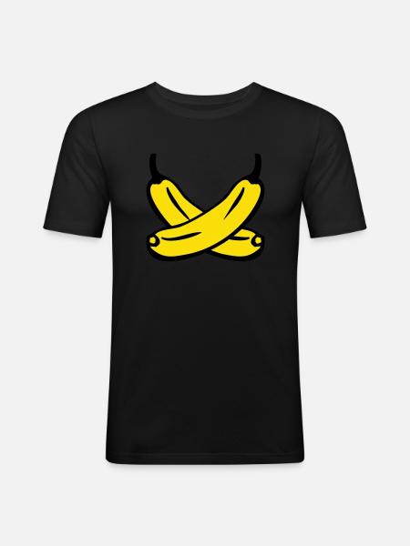 Bananen - Männer Slim Fit T-Shirt - Schwarz