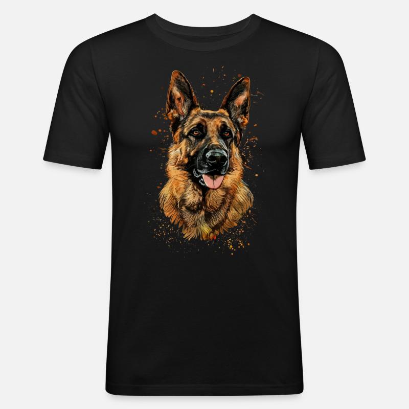 Deutscher Schäferhund | German Shepherd Hund - Männer Slim Fit T-Shirt - Schwarz