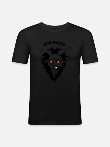 Merry Krampus - Männer Slim Fit T-Shirt - Schwarz