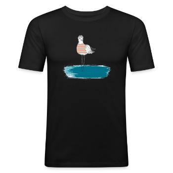 Die Seemannsmöve - Maritim Serie von AP-Design - Männer Slim Fit T-Shirt - Schwarz - Vorne - Nik (191cm)