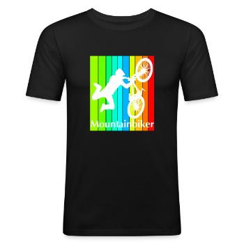 Mountain bikers - Men's Slim Fit T-Shirt - black - Front - Nik (191cm)
