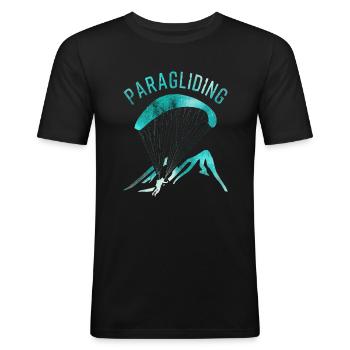 Paragliding - Männer Slim Fit T-Shirt - Schwarz - Vorne - Nik (191cm)