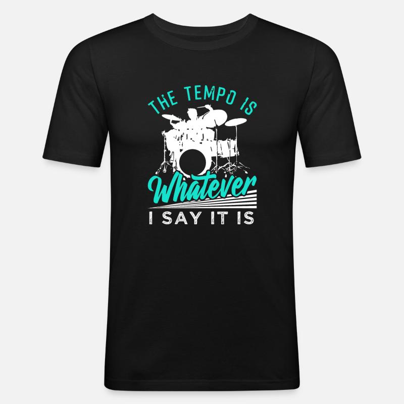 Schlagzeug - Männer Slim Fit T-Shirt - Schwarz