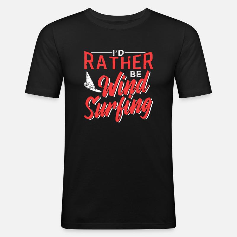 Windsurfen - Männer Slim Fit T-Shirt - Schwarz