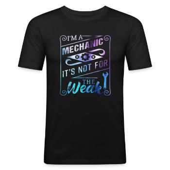 Mechaniker - Männer Slim Fit T-Shirt - Schwarz - Vorne - Nik (191cm)
