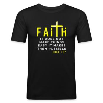 Jesus - Männer Slim Fit T-Shirt - Schwarz - Vorne - Nik (191cm)