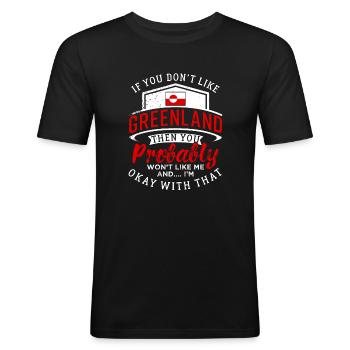 Grönland - Männer Slim Fit T-Shirt - Schwarz - Vorne - Nik (191cm)