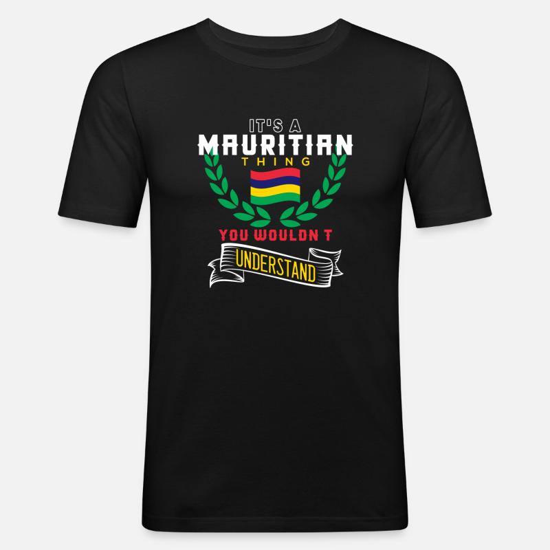 Mauritius - Männer Slim Fit T-Shirt - Schwarz