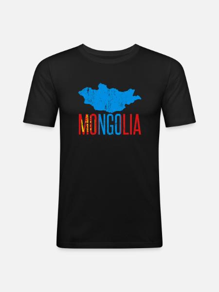 Mongolie - T-shirt près du corps Homme - noir
