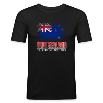 New Zealand - Men's Slim Fit T-Shirt - black - Front - Nik (191cm)