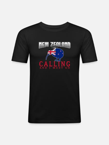Neuseeland - Männer Slim Fit T-Shirt - Schwarz