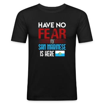 San Marino - Männer Slim Fit T-Shirt - Schwarz - Vorne - Nik (191cm)