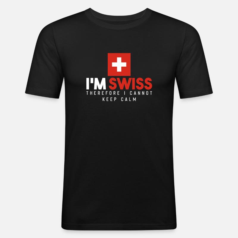 Schweiz - Männer Slim Fit T-Shirt - Schwarz