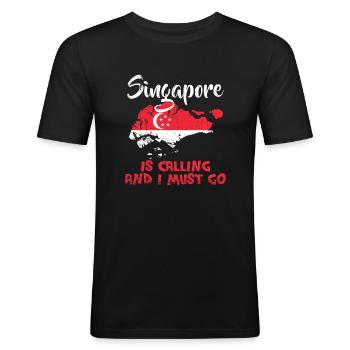 Singapore - Men's Slim Fit T-Shirt - black - Front - Nik (191cm)