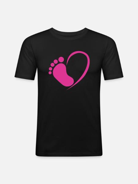 Baby foot heart pink - Men's Slim Fit T-Shirt - black