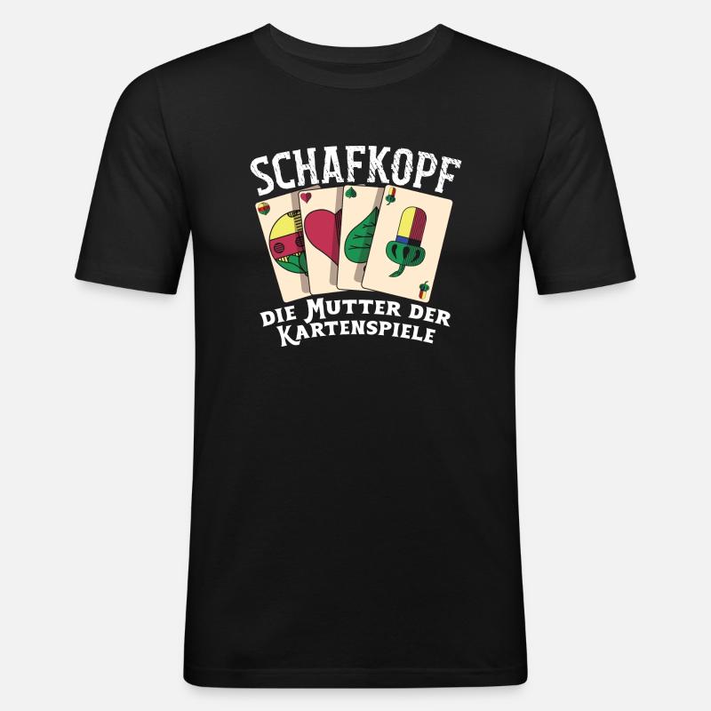 Schafkopf die Mutter aller Kartenspiele - Männer Slim Fit T-Shirt - Schwarz