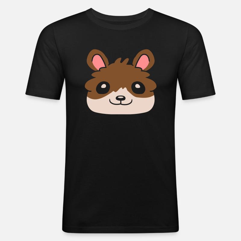 Hamster Gesicht Comic Geschenkidee - Männer Slim Fit T-Shirt - Schwarz
