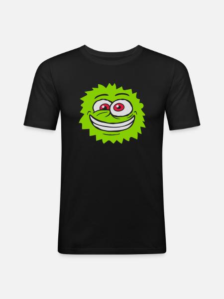 Hairy monster crazy face - Men's Slim Fit T-Shirt - black