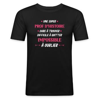 Super prof d'histoire - T-shirt près du corps Homme - noir - Devant - Nik (191cm)