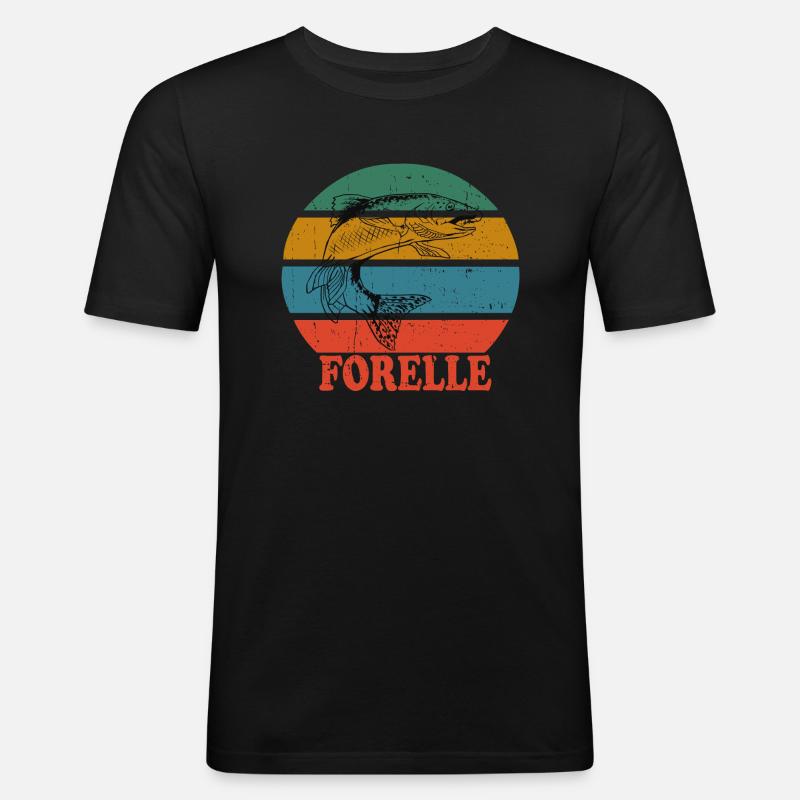 Retro Forelle - Männer Slim Fit T-Shirt - Schwarz