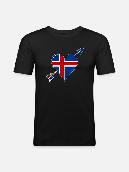 Iceland flag heart in love - Men's Slim Fit T-Shirt - black