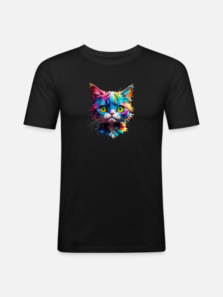 Beware of cats - Men's Slim Fit T-Shirt - black