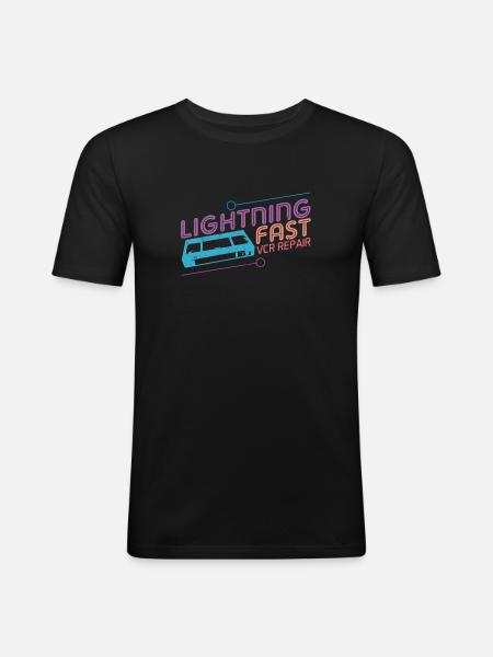 Funny VHS VCR Vintage 90s 80s Shirt Gift - Men's Slim Fit T-Shirt - black
