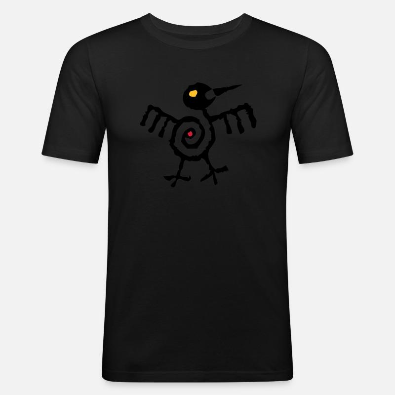 Fantasy Bird 01 - 2-farbig - Männer Slim Fit T-Shirt - Schwarz