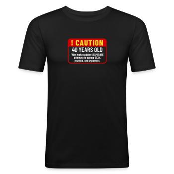 40e verjaardagscadeau grappige verjaardag 40 jaar oud 40 jaar - Mannen slim fit T-shirt - zwart - Voor - Nik (191cm)