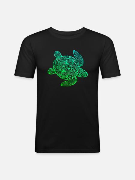 Schildkröte - Männer Slim Fit T-Shirt - Schwarz