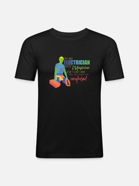 Elektriker - Männer Slim Fit T-Shirt - Schwarz