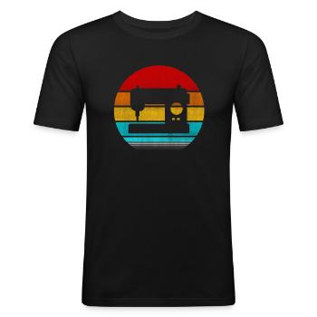 Machine à coudre - T-shirt près du corps Homme - noir - Devant - Nik (191cm)