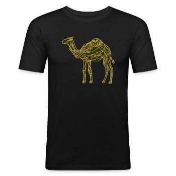 Chameau - T-shirt près du corps Homme - noir - Devant - Nik (191cm)
