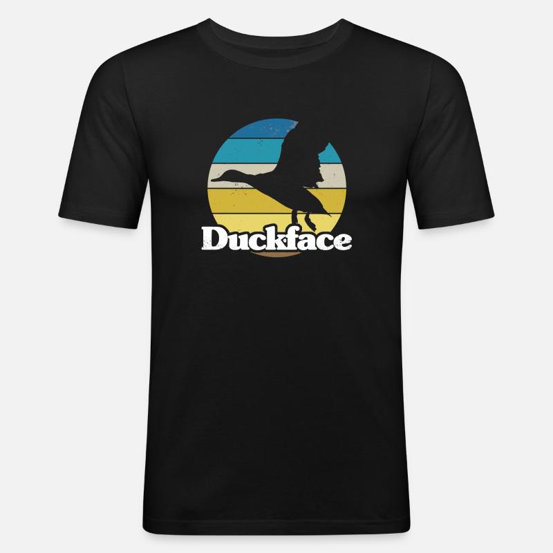 Retro Style Print "Duckface" - Männer Slim Fit T-Shirt - Schwarz