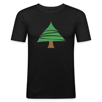 Sapin - T-shirt près du corps Homme - noir - Devant - Nik (191cm)