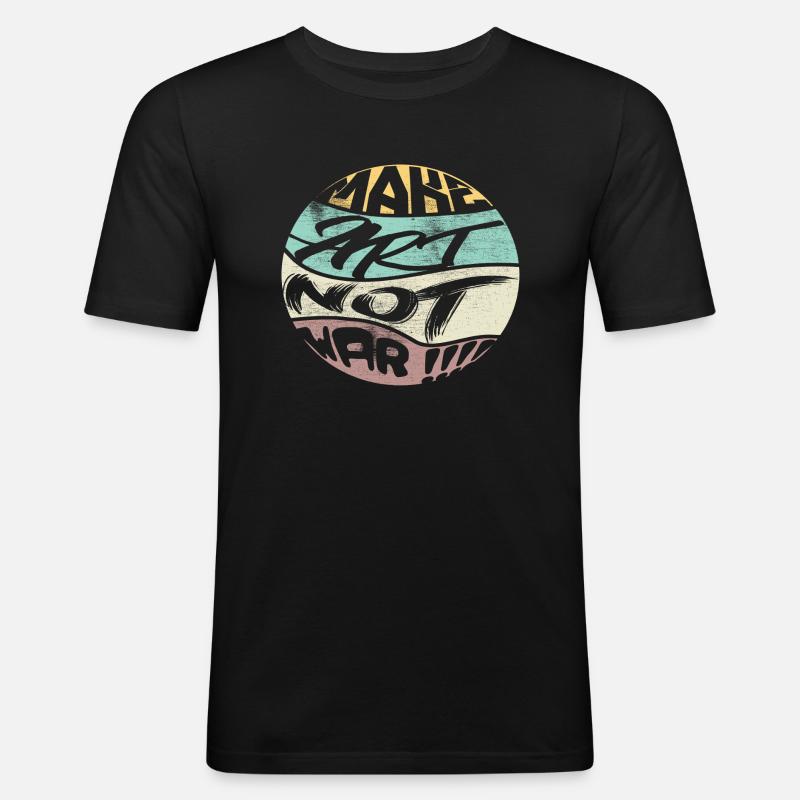 make art not war - Männer Slim Fit T-Shirt - Schwarz