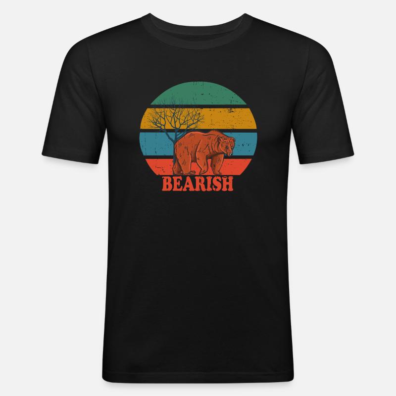 Retro Bear Bearish - Männer Slim Fit T-Shirt - Schwarz