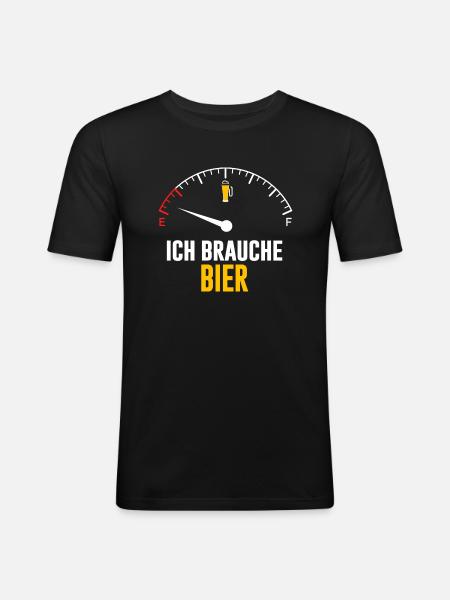 ich brauche bier tacho - Männer Slim Fit T-Shirt - Schwarz